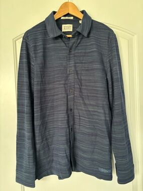 Scotch & Soda Navy Blue Textured Knit Shirt button up Medium